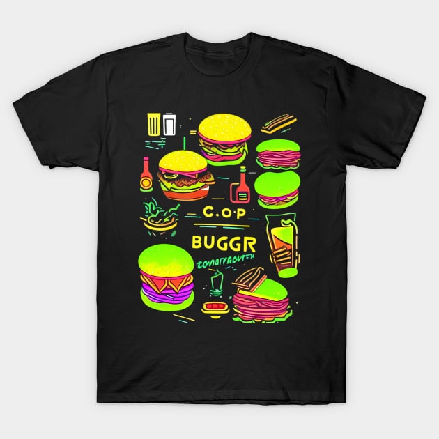 Burger pattern T-Shirt by Unevenalways